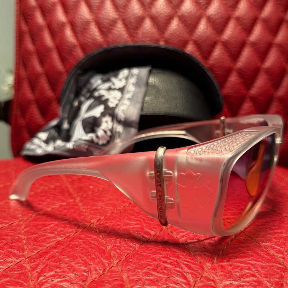 Chrome Hearts Lo Rita Shield Sunglasses – Translucent Grey Frame - Picture 5 of 8